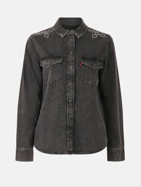 Levi's Studded Iconic Western Shirt Top Collar Long Sleeve Size M